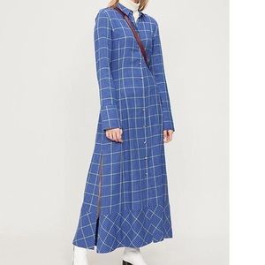 Khaite- Daniella Checked Cotton And Cashmere-blend Flannel Dress In Blue Plaid